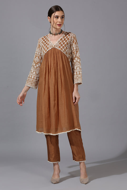 Rose Gold Alia Cut Kurta Set