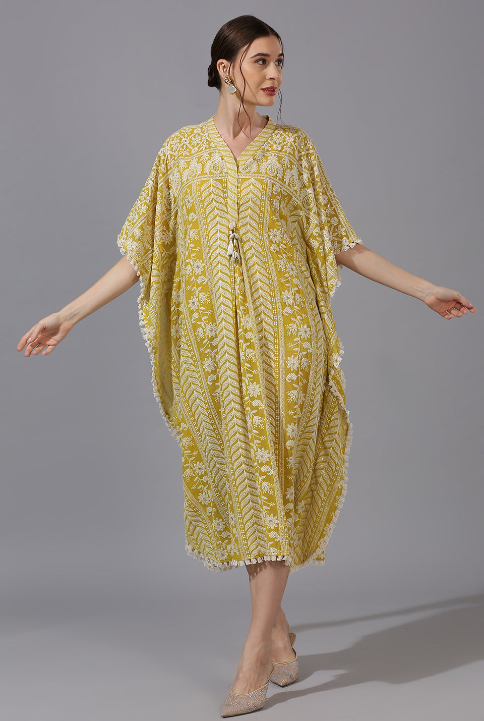 Yellow White Kaftan