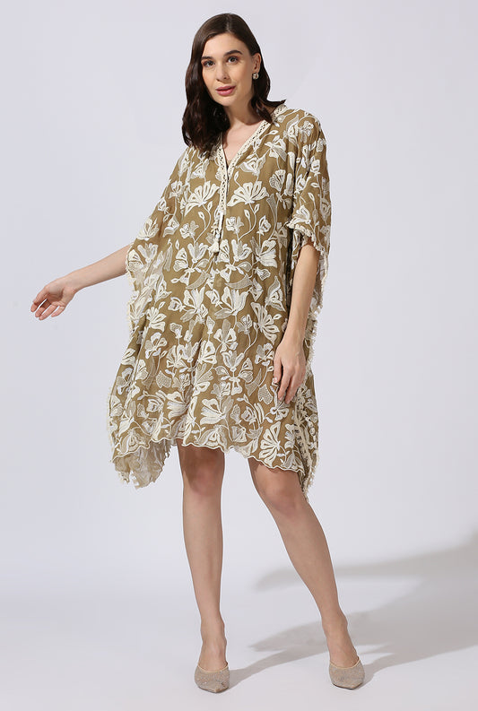 Khaki Floral Kaftan