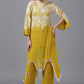 Yellow White Palm St. Fit Set With Dupatta