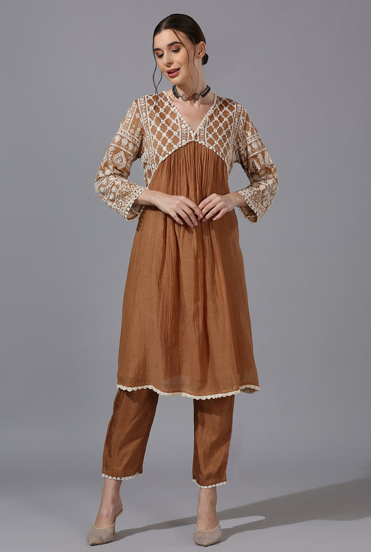 Rose Gold Alia Cut Kurta Set