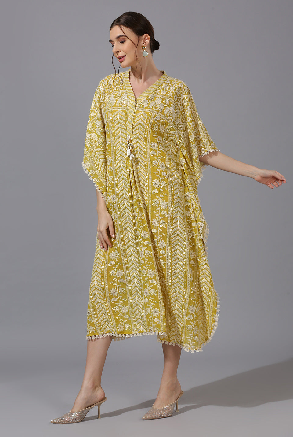 Yellow White Kaftan