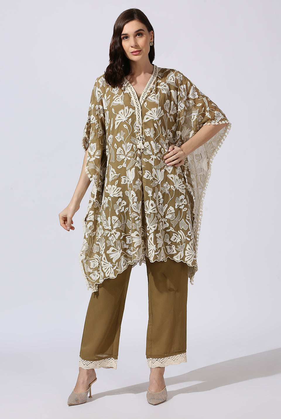 Khaki Floral Kaftan