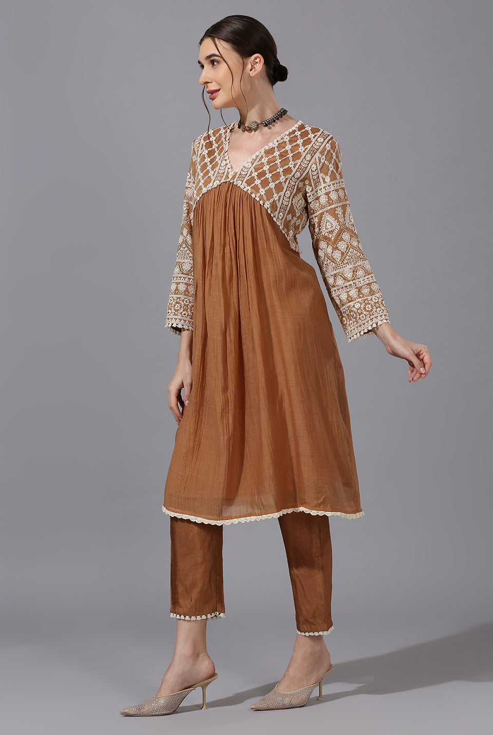 Rose Gold Alia Cut Kurta Set