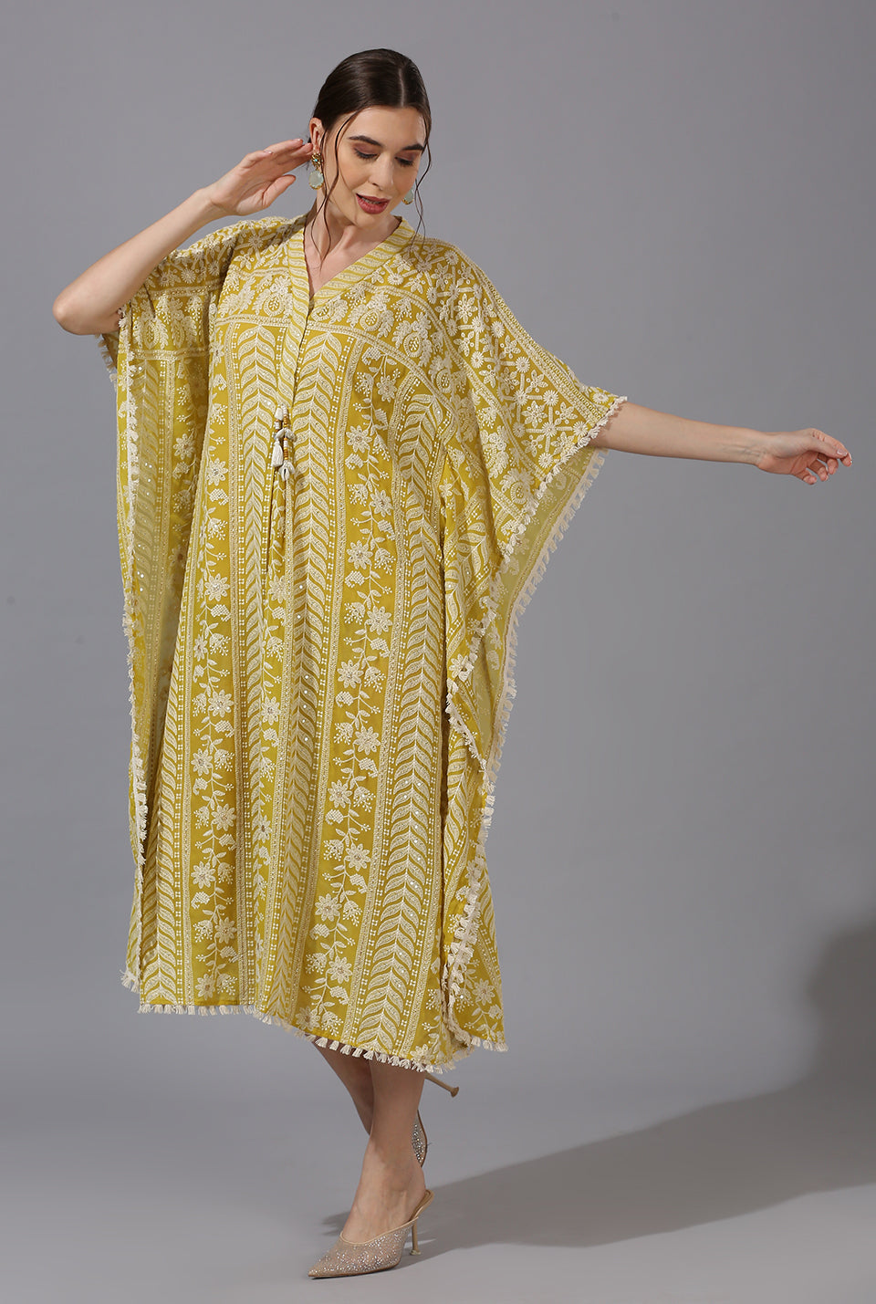 Yellow White Kaftan