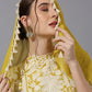 Yellow White Palm St. Fit Set With Dupatta