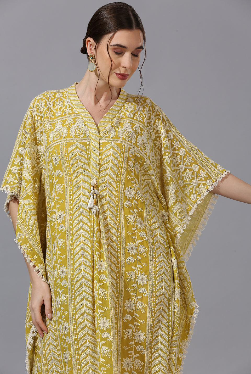 Yellow White Kaftan