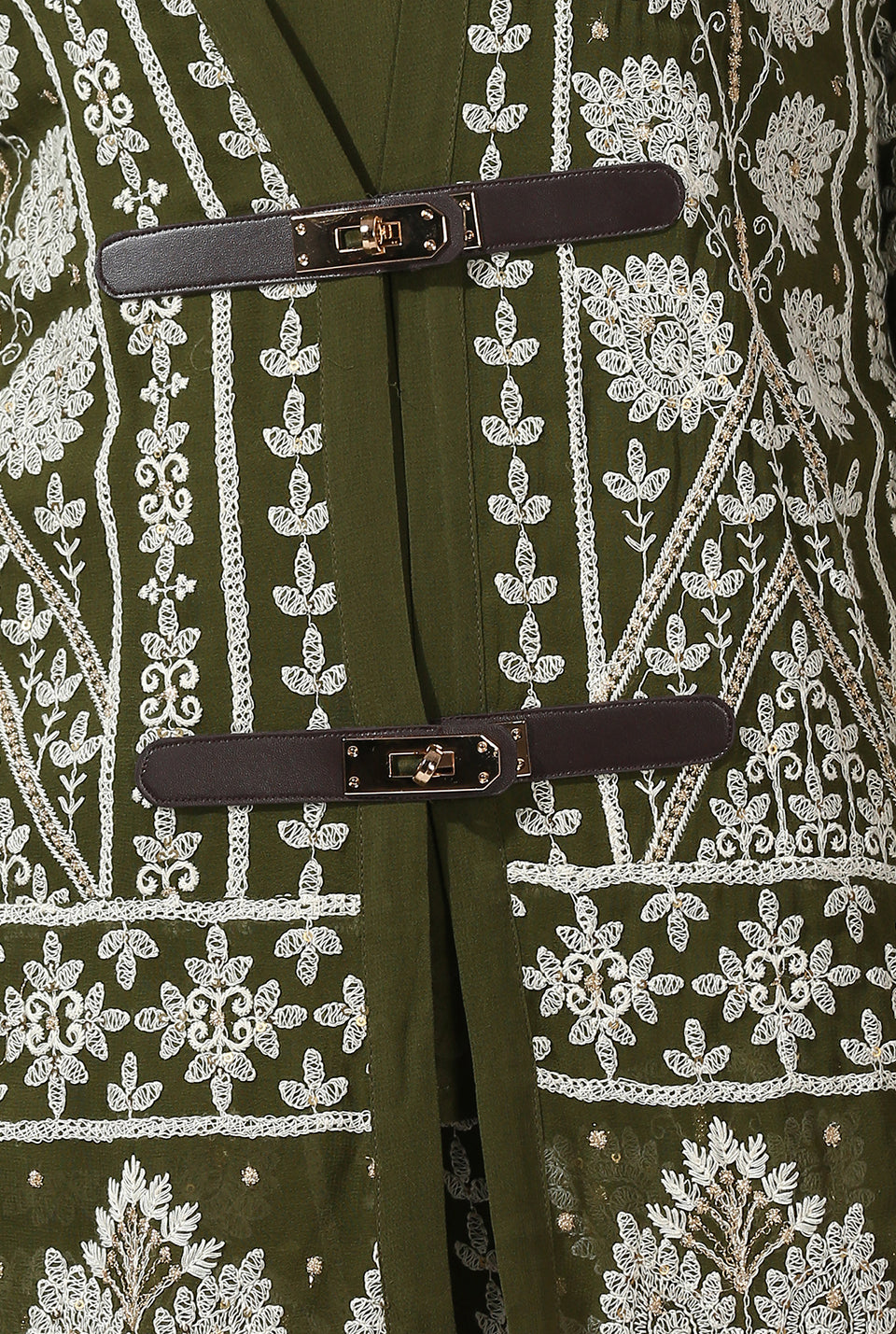 Mehendi Green Double Buckle Co Ord Set