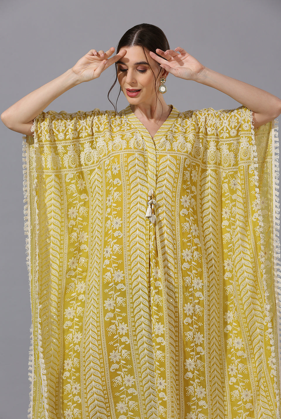 Yellow White Kaftan