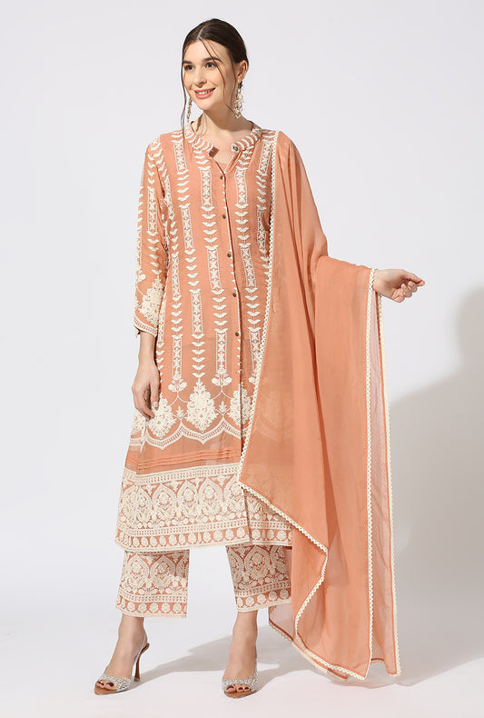 Peach Organza Salwar Set