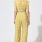 Yellow White Jumpsuit with Zardosi Belt