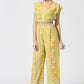 Yellow White Jumpsuit with Zardosi Belt