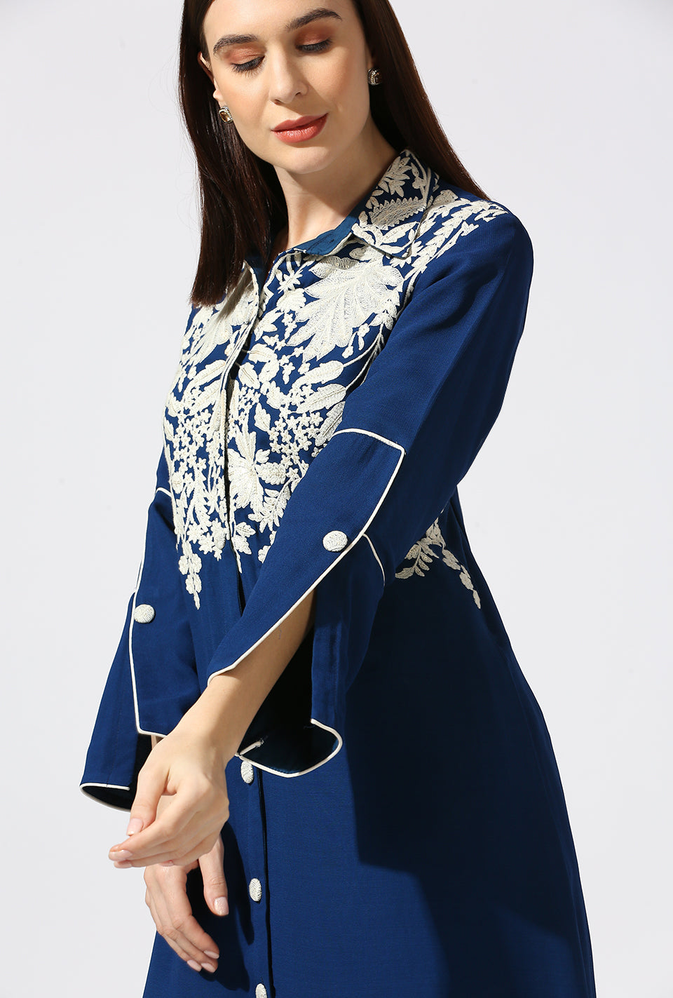 Blue Palm Shirt Set