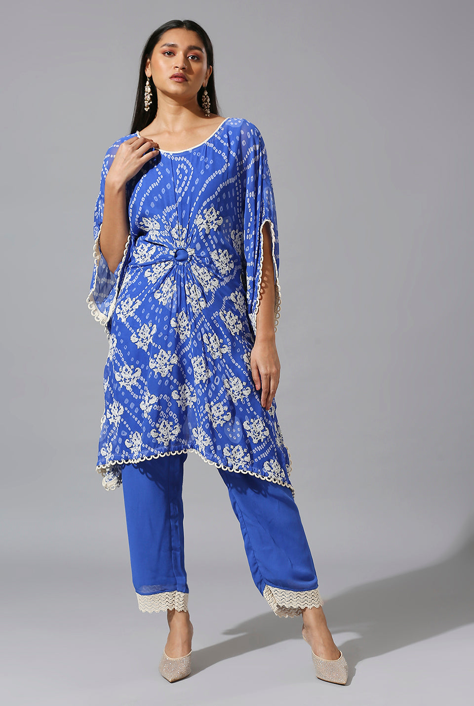 Blue Bandini Ring Kaftan Set