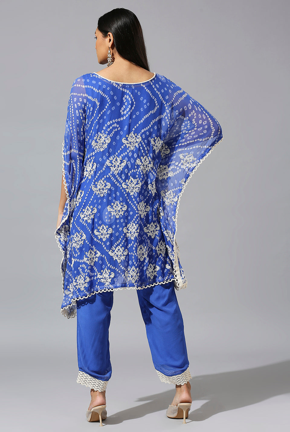 Blue Bandini Ring Kaftan Set