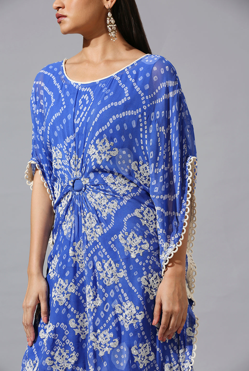 Blue Bandini Ring Kaftan Set