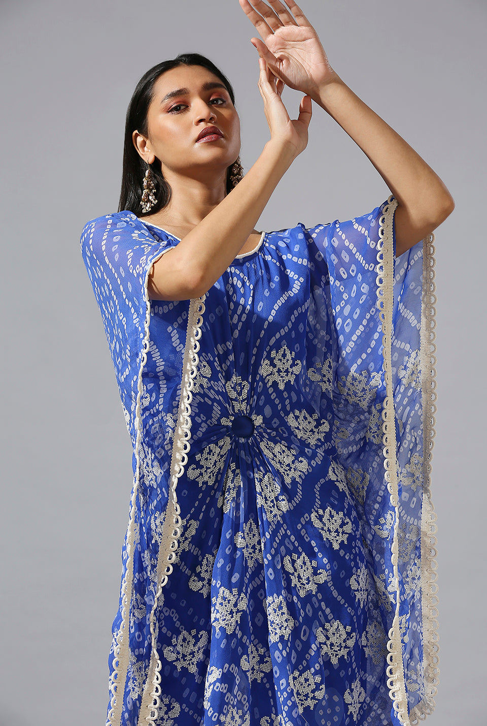 Blue Bandini Ring Kaftan Set