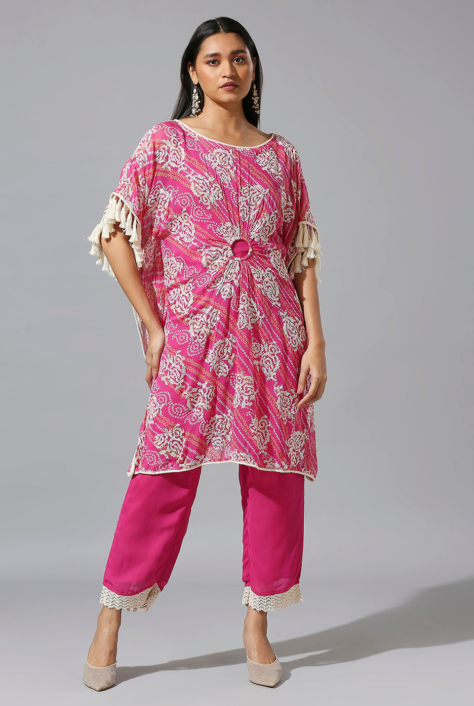 Pink Bandini Ring Kaftan Set