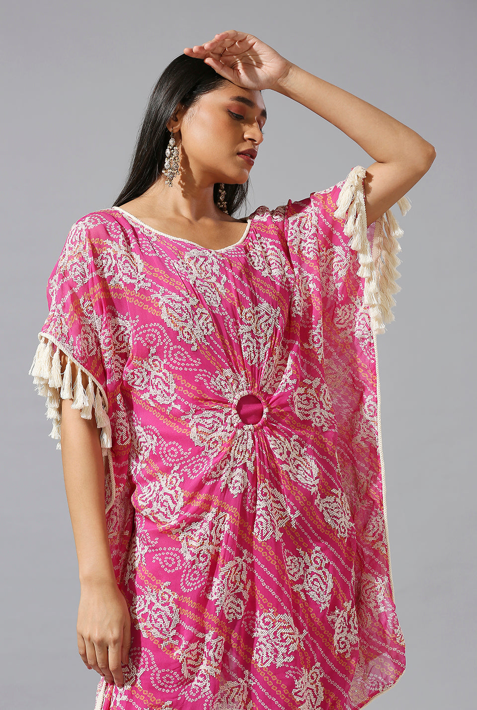 Pink Bandini Ring Kaftan Set