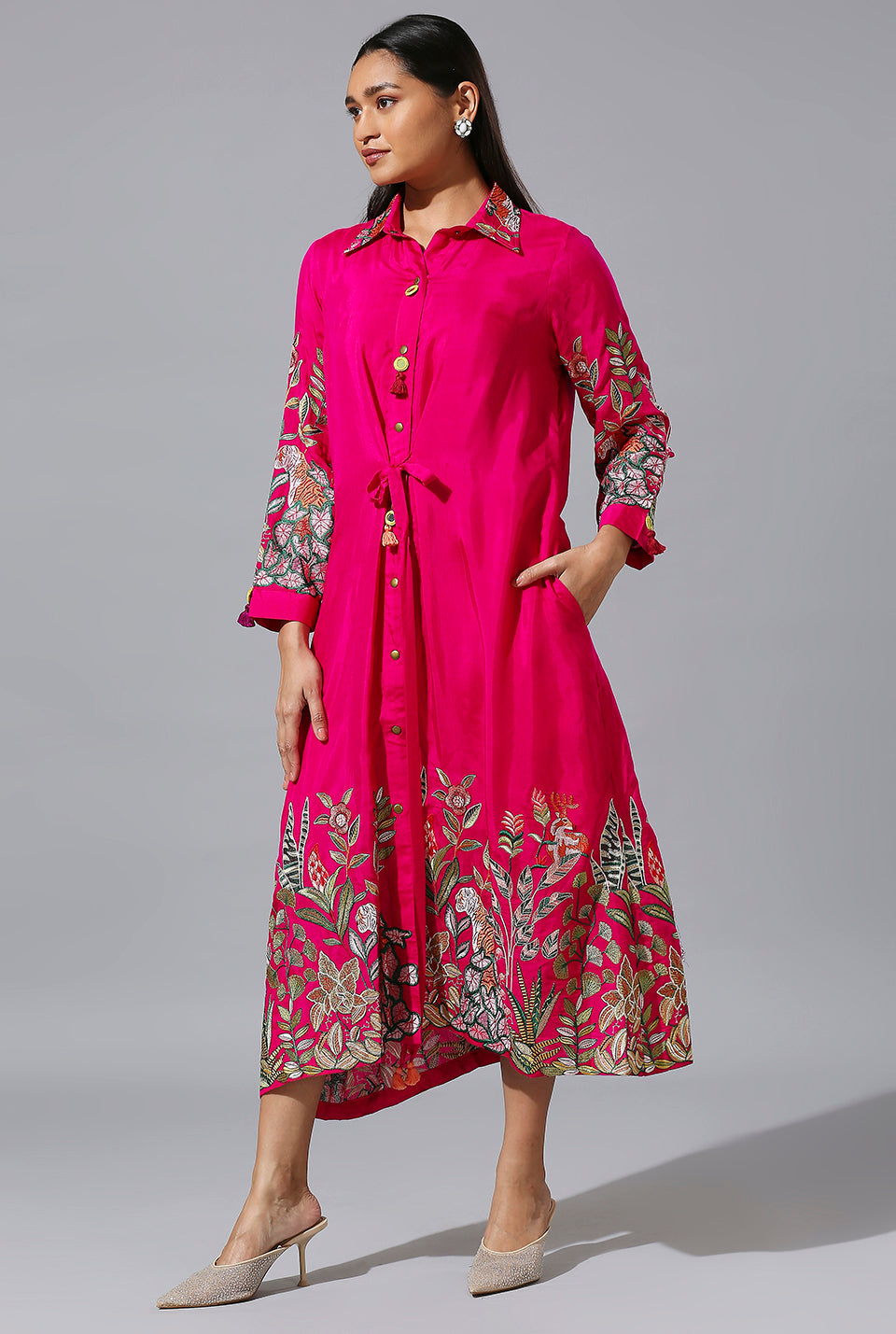 Rani Pink Jungle Shirt Dress