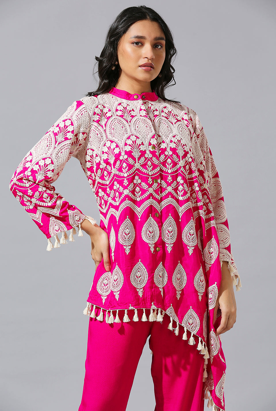 Rani Pink One Side Poncho Set