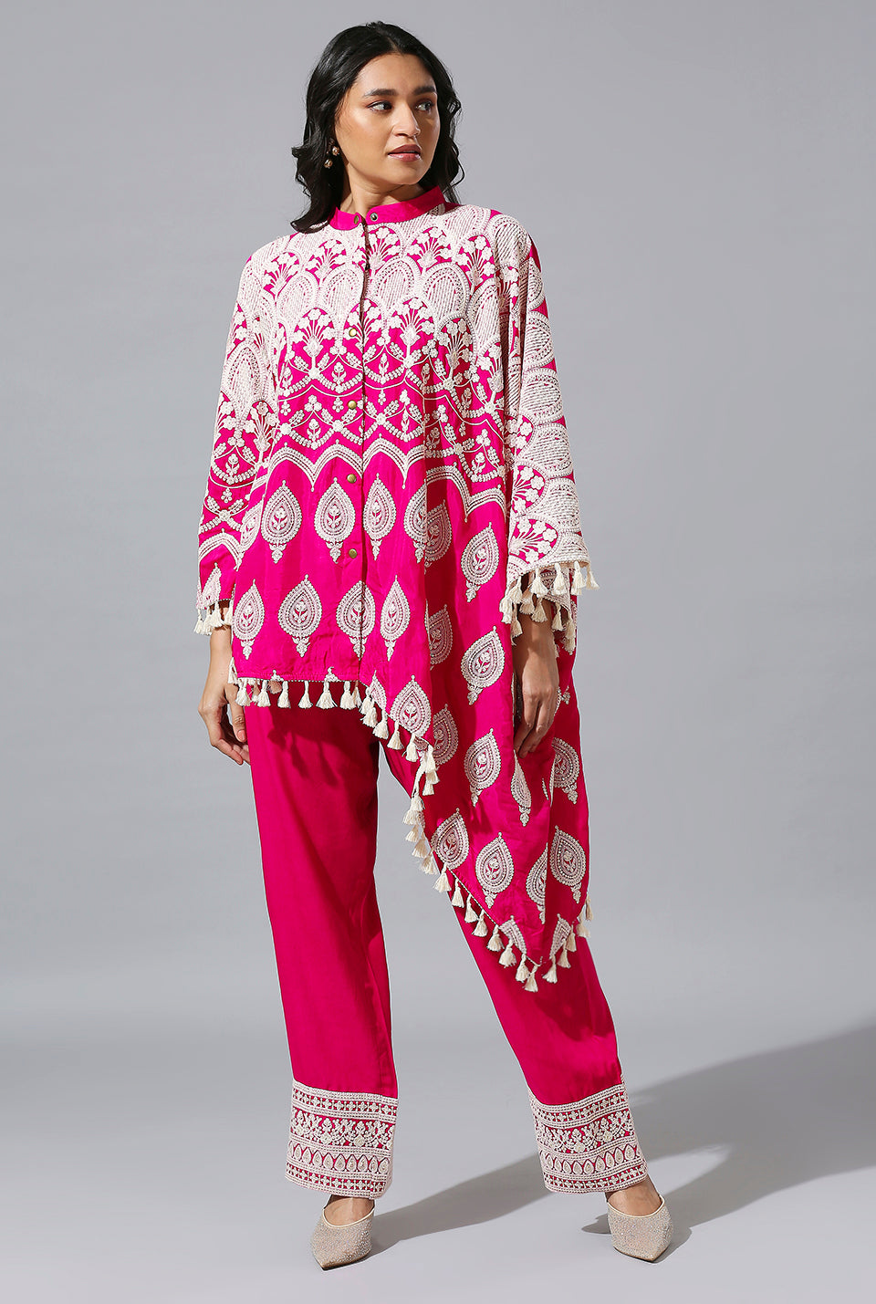 Rani Pink One Side Poncho Set