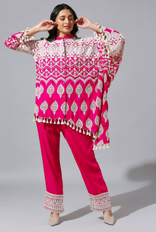 Rani Pink One Side Poncho Set