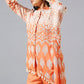 Orange One Side Poncho Set