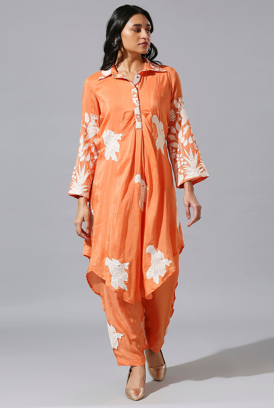 Orange White Jungle Shirt Set