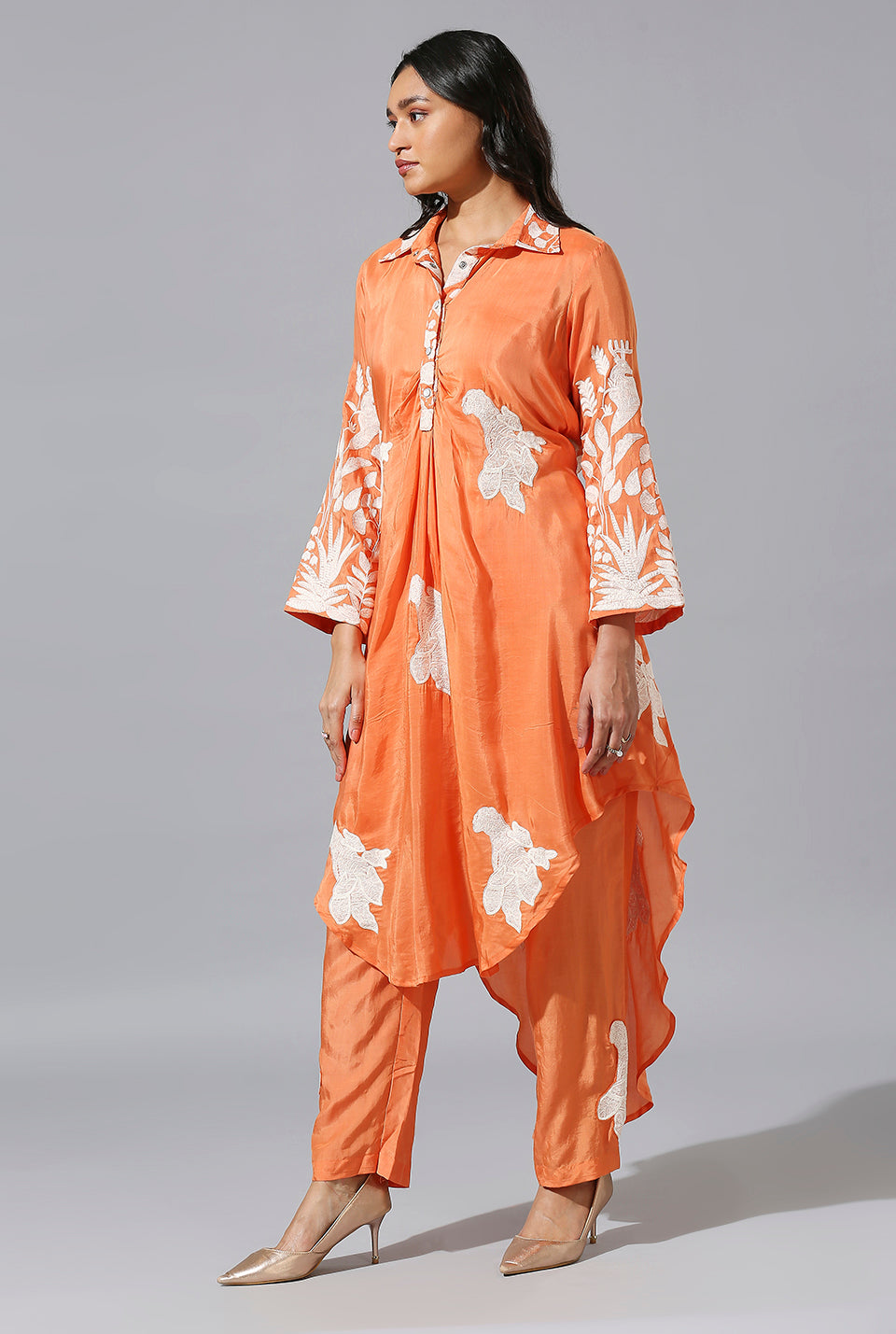 Orange White Jungle Shirt Set