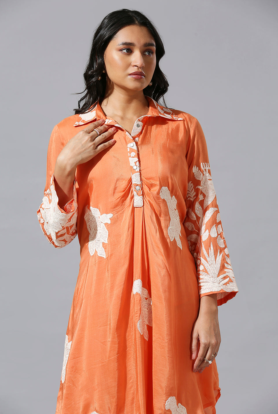 Orange White Jungle Shirt Set