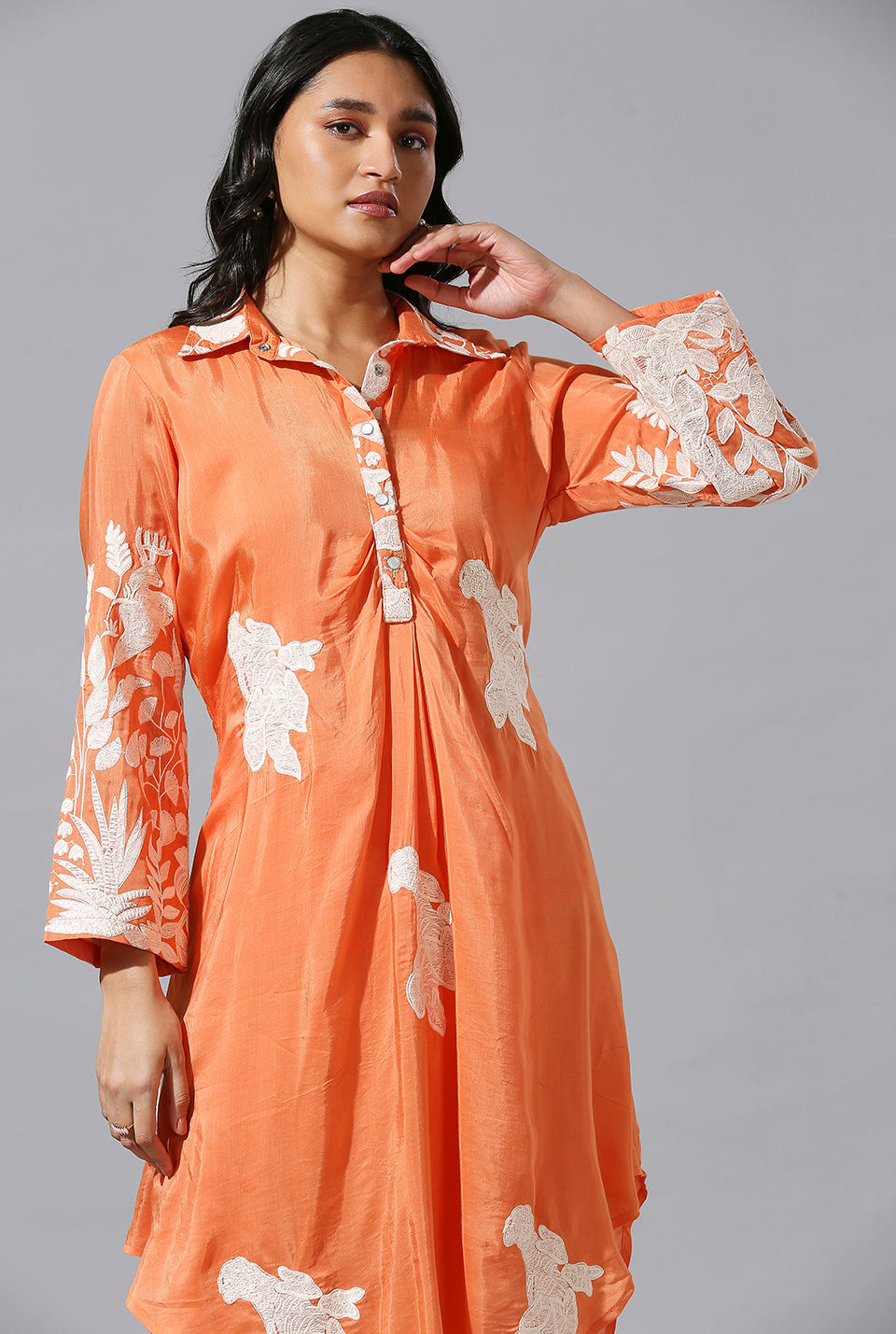 Orange White Jungle Shirt Set