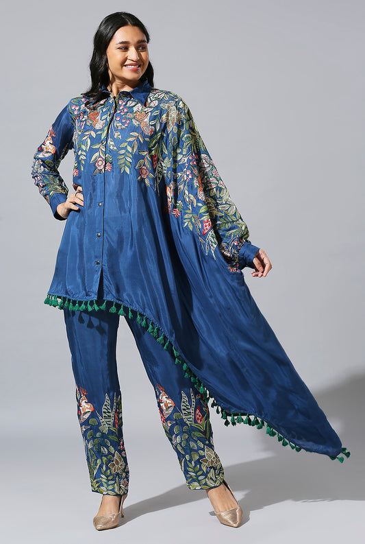 Blue Jungle One Side Open Sleeve Set