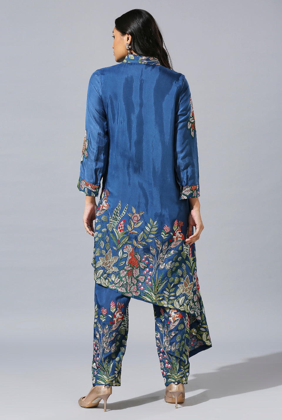 Blue Jungle Asymmetrical Shirt Set