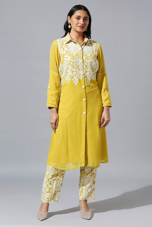 Yellow Palm Shirt Set