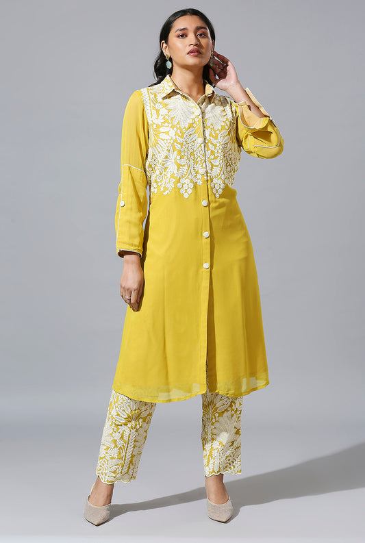 Yellow Palm Shirt Set