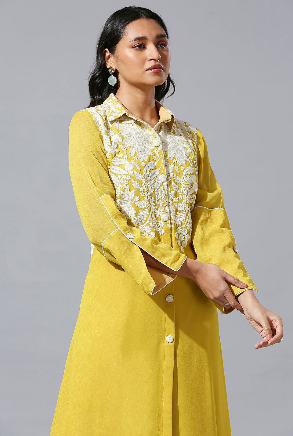 Yellow Palm Shirt Set