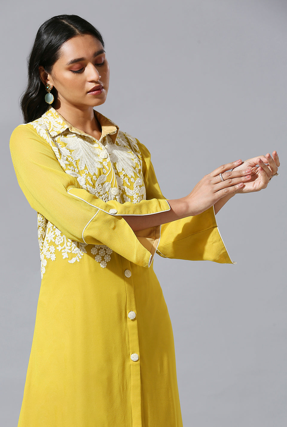 Yellow Palm Shirt Set