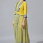 Yellow Grey One-Side Cowl Dress With Mirror Jacket