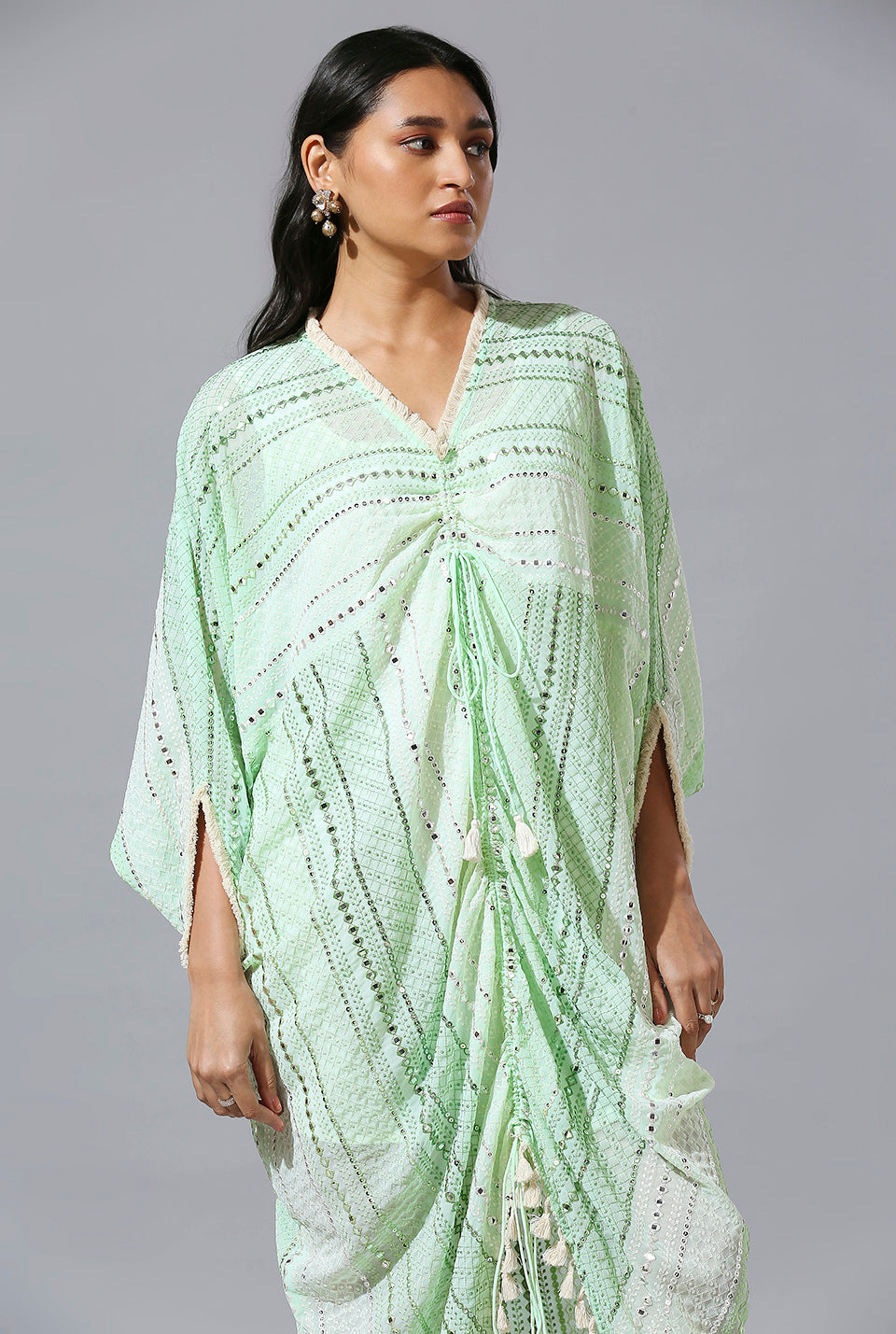 Mint Green Long Cowl Dress