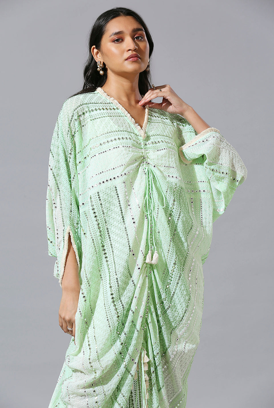 Mint Green Long Cowl Dress