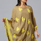 Beige Yellow One Side Poncho Set