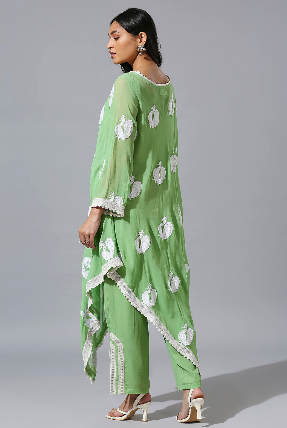 Sage Green one-sided poncho set