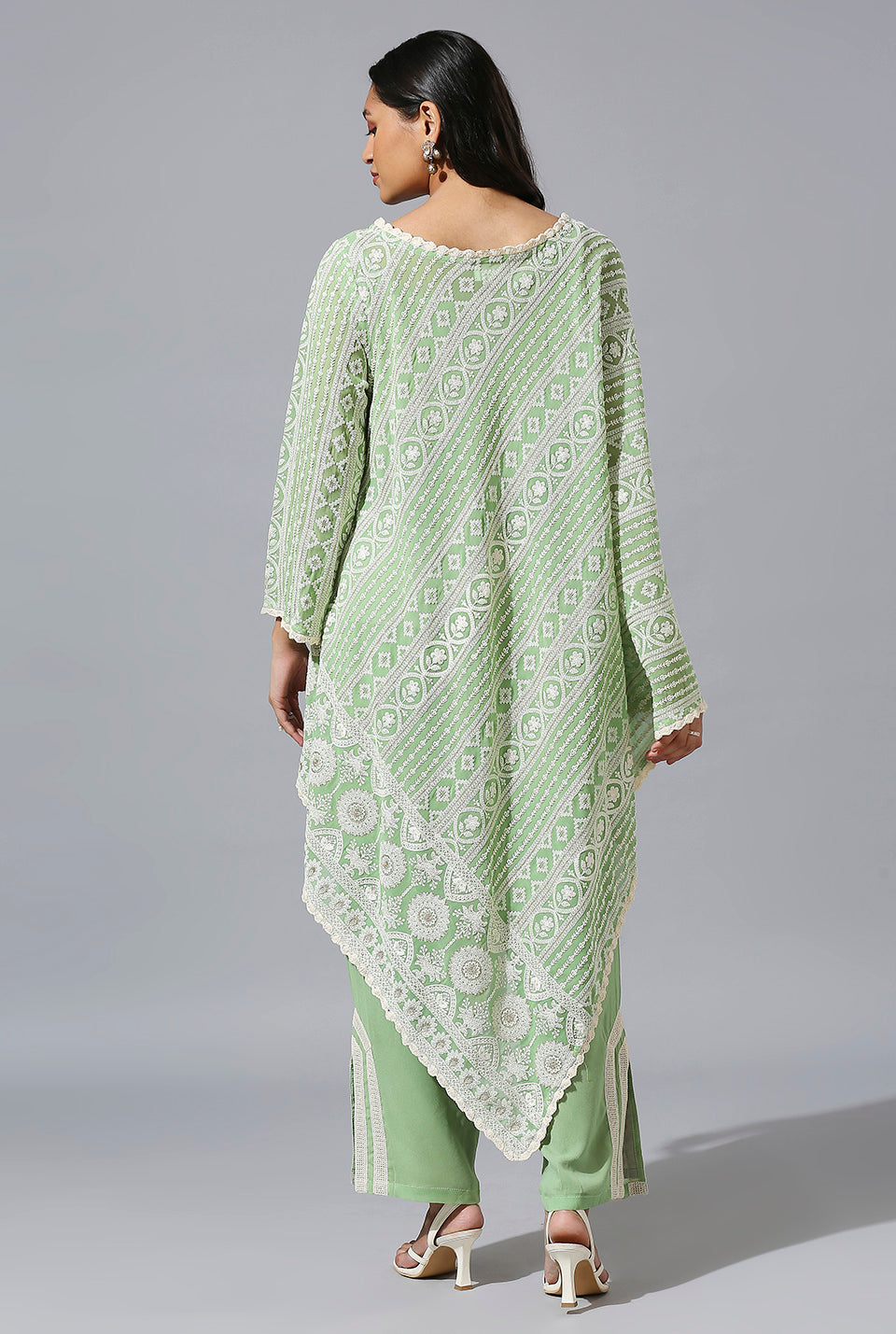 Sage Green One Side Poncho Set