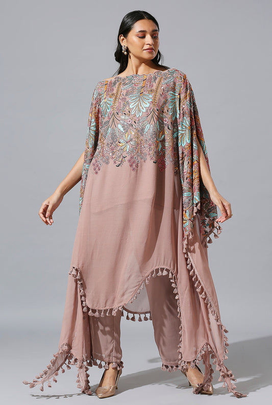 Mauve Palm Kaftan Set