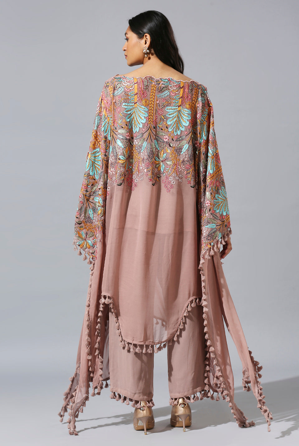 Mauve Palm Kaftan Set