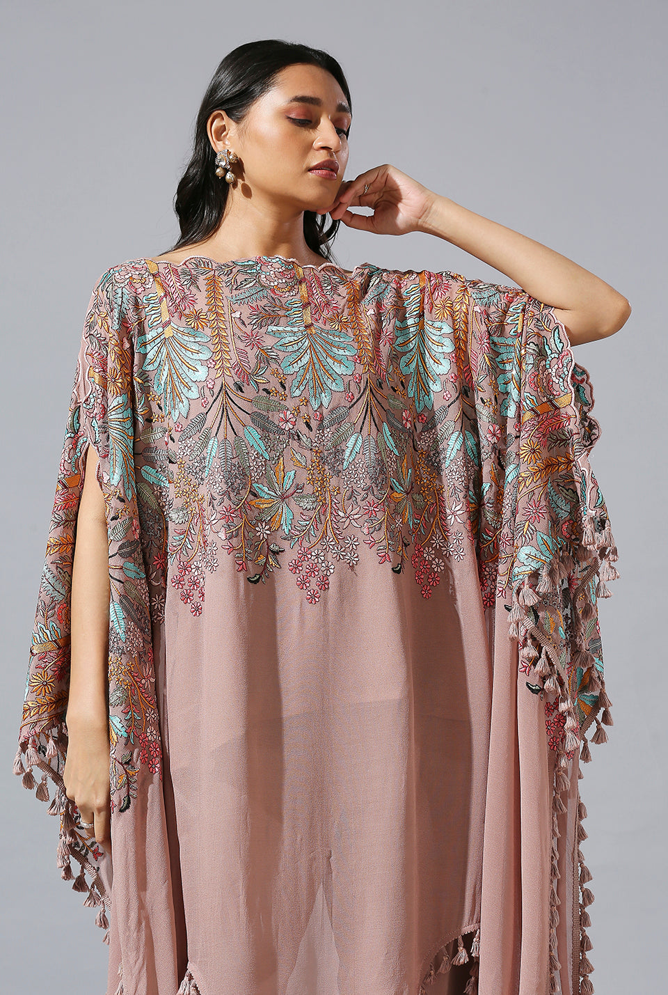 Mauve Palm Kaftan Set