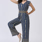 Blue Grey Jumpsuit with Zardosi Belt