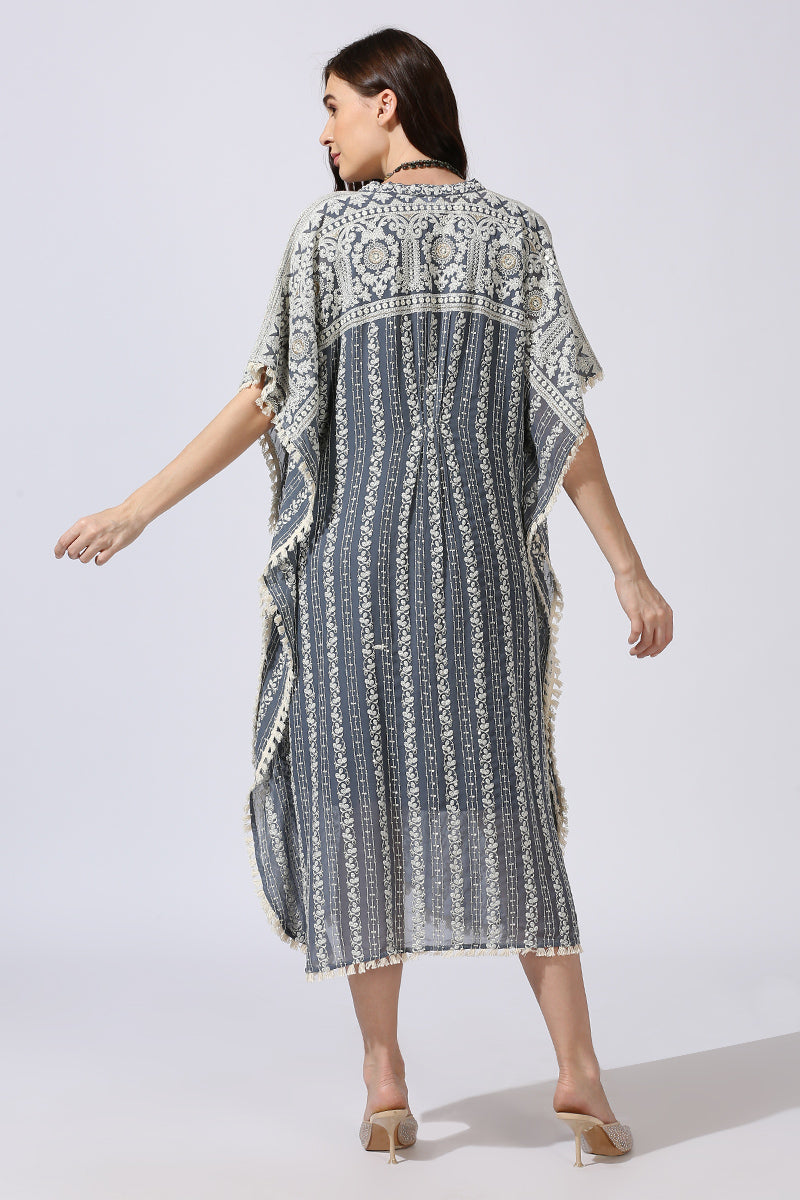 Grey White Kaftan